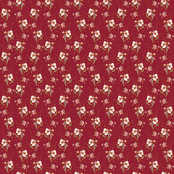 a pattern of flowers on a red background