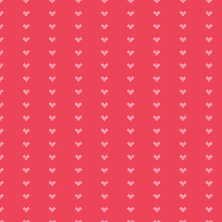 Pink hearts fabric with a red background