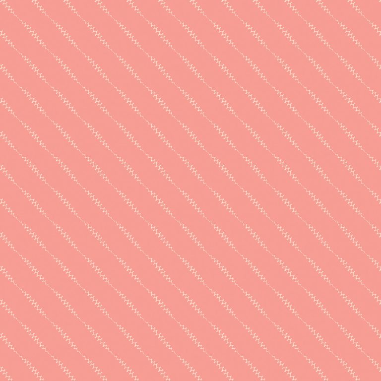 white stiches in pink background fabric