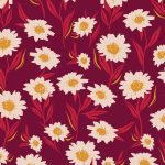 K-26604-1 Bountiful Daisies Cherry in Knit