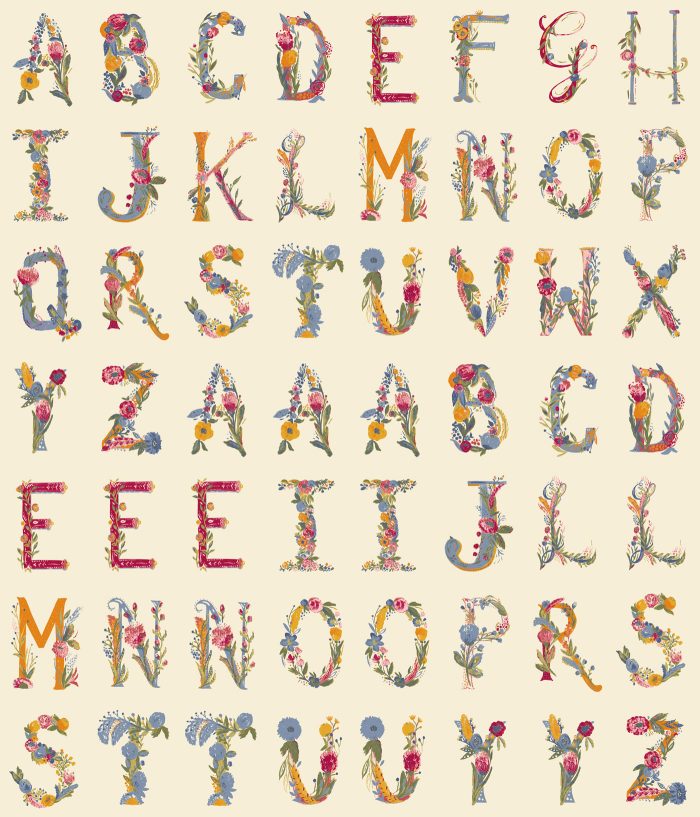 F-2008 Joyeux Alphabet Two Panel in Flannel - Image 3