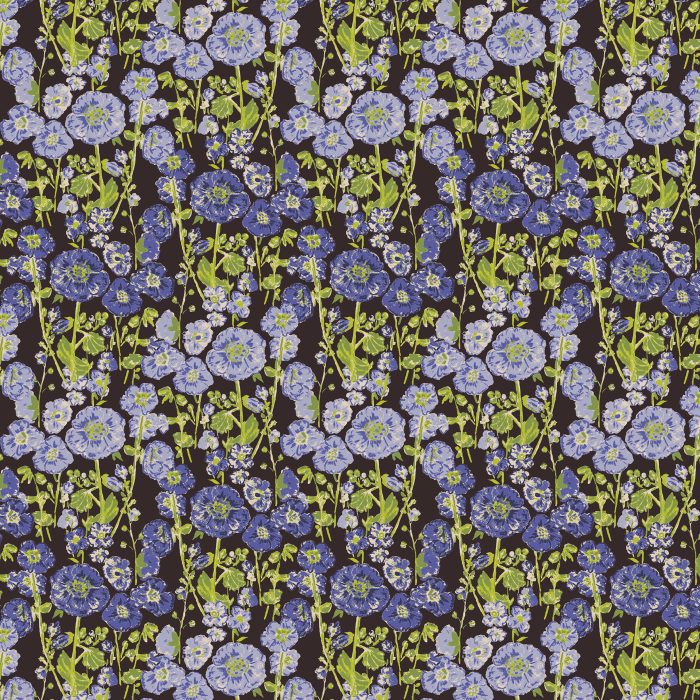 MMD-57300 Hollyhocks in Bloom Periwinkle - Image 2